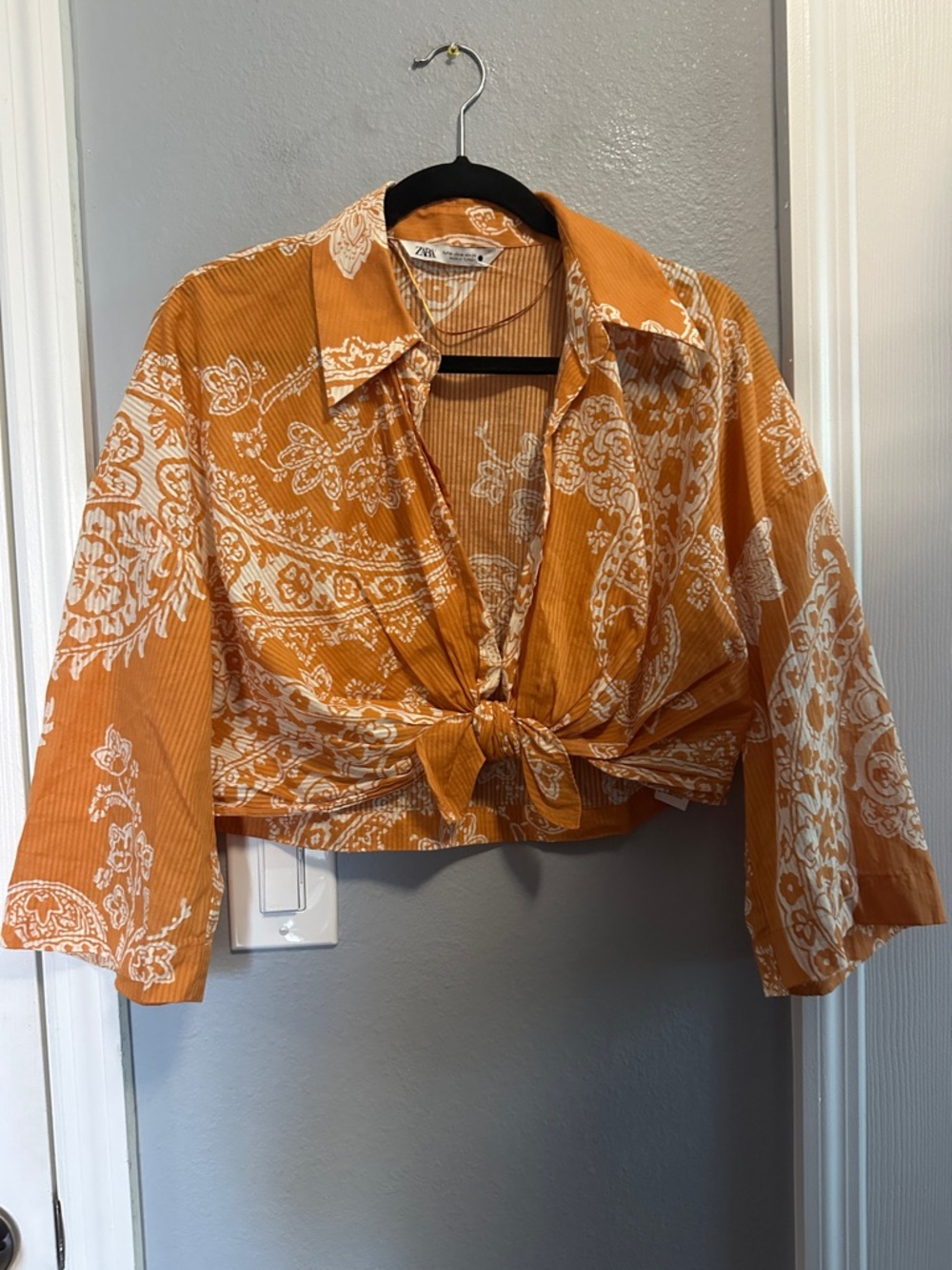 NWT & NWOT Zara printed co-ord skirt set in burnt orange. - Picture 9 of 11